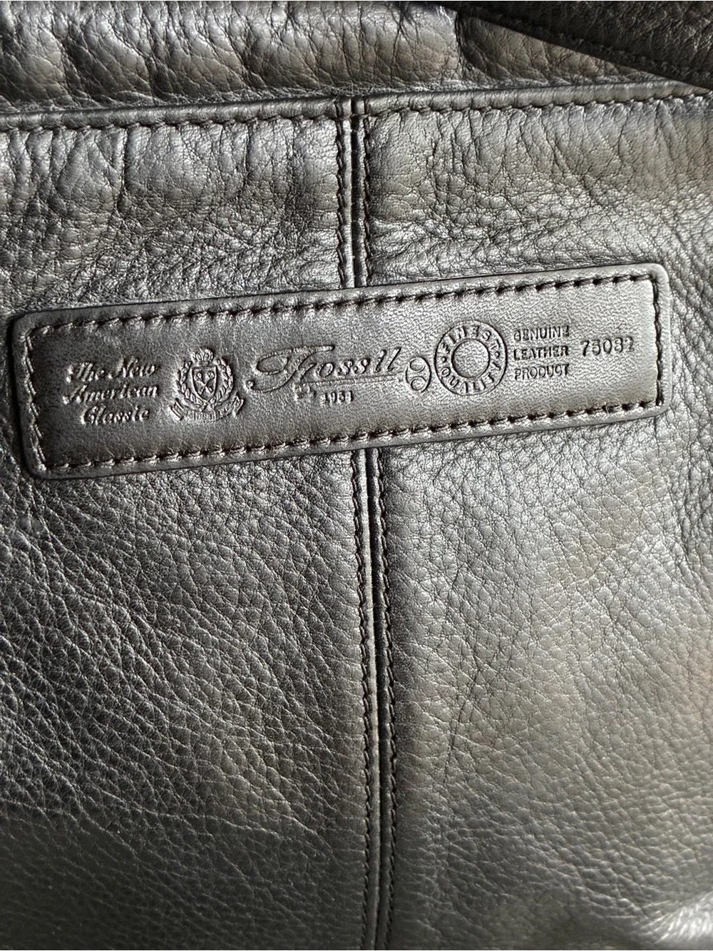 Fossil Black Leather Crossbody Bag with Brass Key Charm